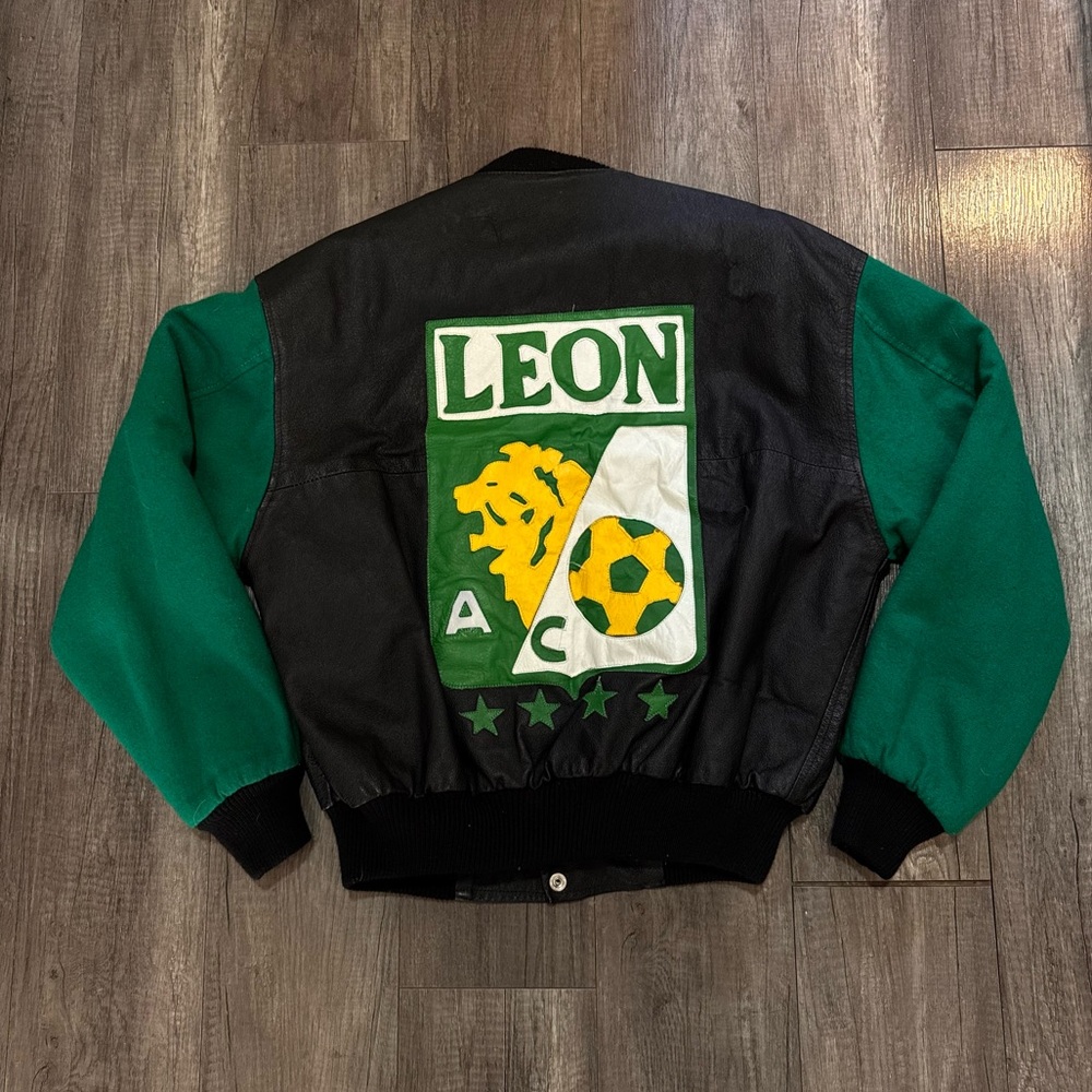 90s Club León Leather Varsity Jacket | Rare Find - Picture 3 of 7